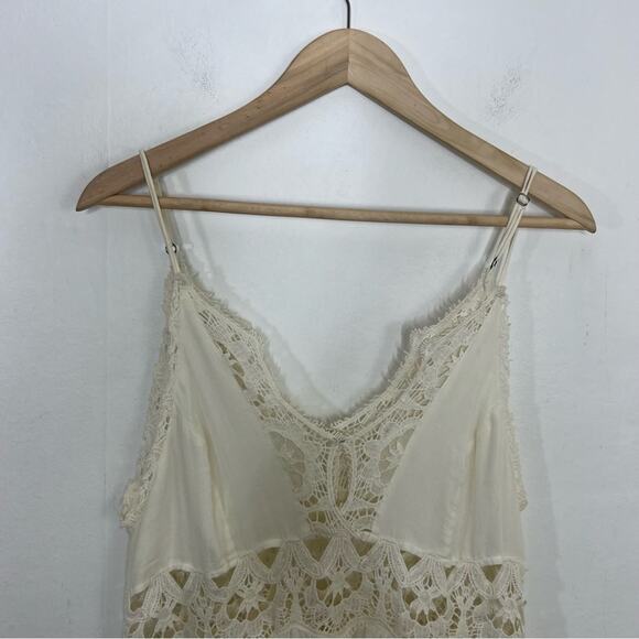 FREE PEOPLE Ilektra Lace Inset Cotton Chemise Mini Slip Dress Size Medium - Picture 12 of 15